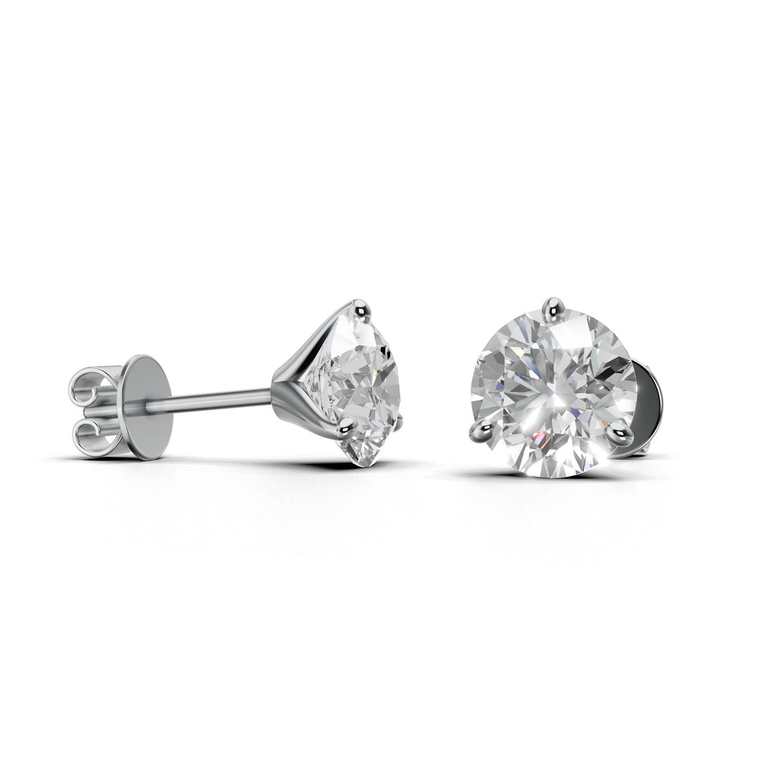 round lab-grown diamond stud earrings in white gold