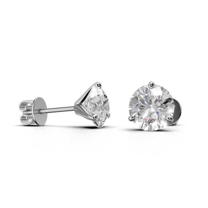 round lab-grown diamond stud earrings in white gold