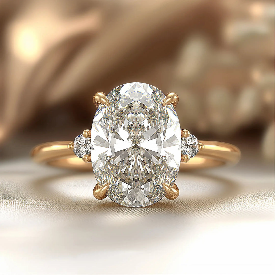 Exquisite 3-Carat Oval Lab-Made Diamond Three-Stone Engagement Ring