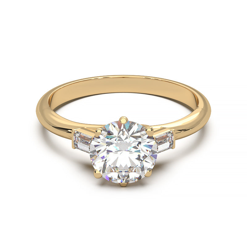 Elegant 1.3 Carat Round Lab Grown Diamond Three Stone Engagement Ring