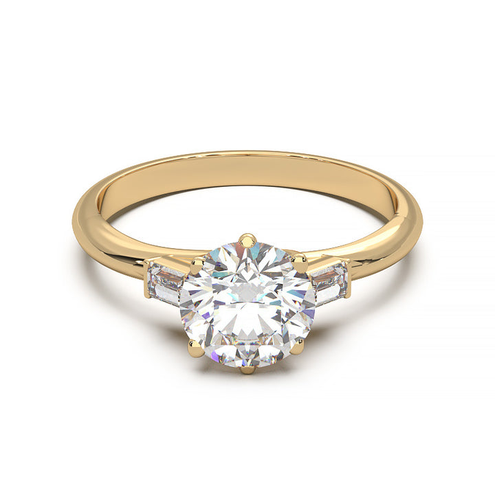Elegant 1.3 Carat Round Lab Grown Diamond Three Stone Engagement Ring
