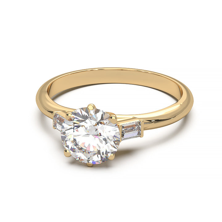 Elegant 1.3 Carat Round Lab Grown Diamond Three Stone Engagement Ring
