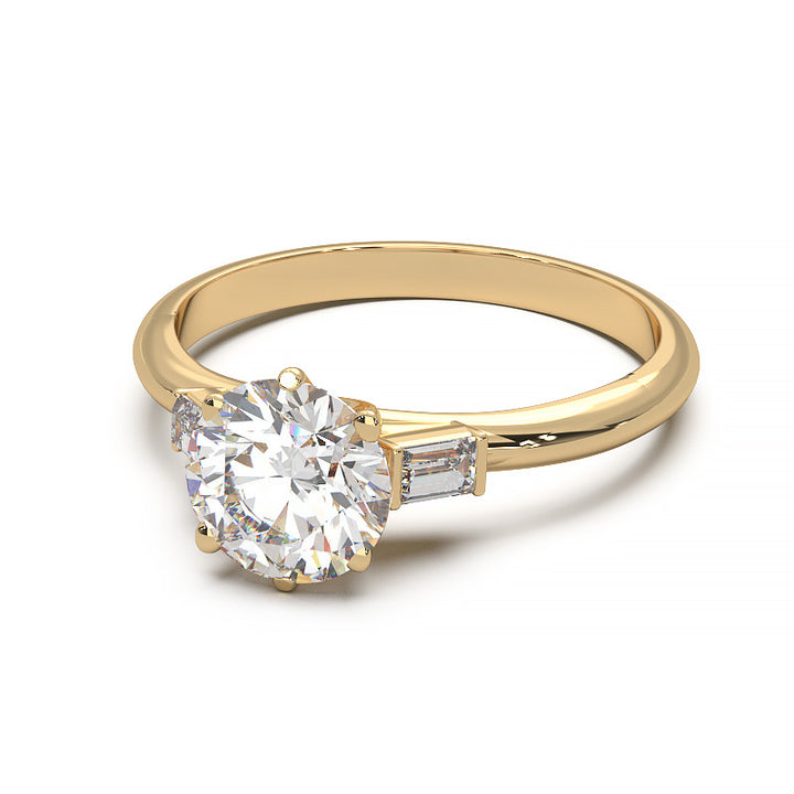 Elegant 1.3 Carat Round Lab Grown Diamond Three Stone Engagement Ring