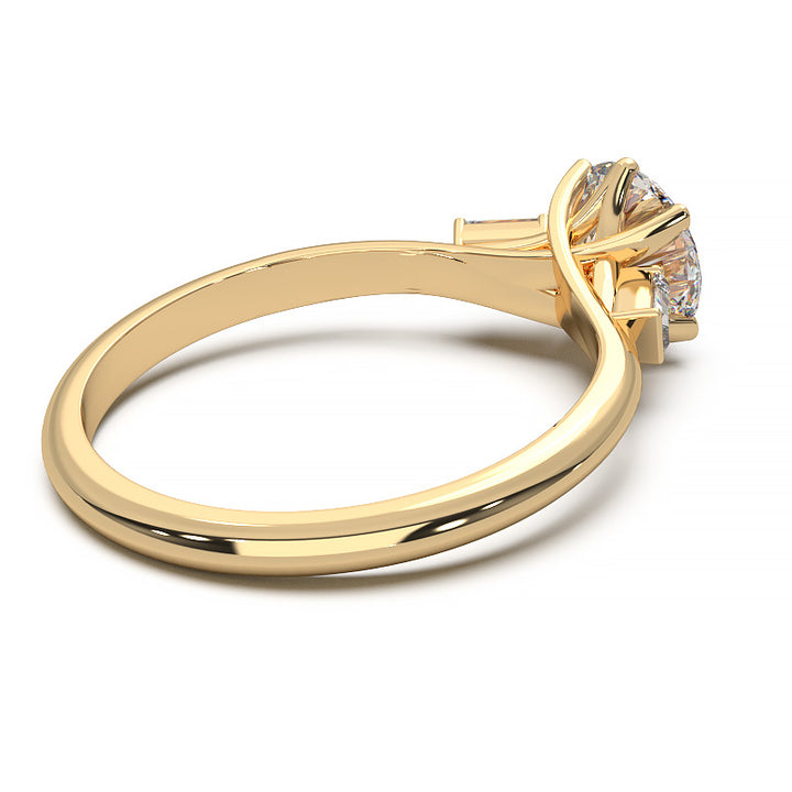 Elegant 1.3 Carat Round Lab Grown Diamond Three Stone Engagement Ring