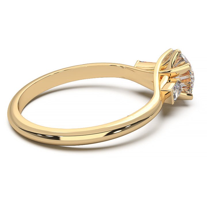 Elegant 1.3 Carat Round Lab Grown Diamond Three Stone Engagement Ring