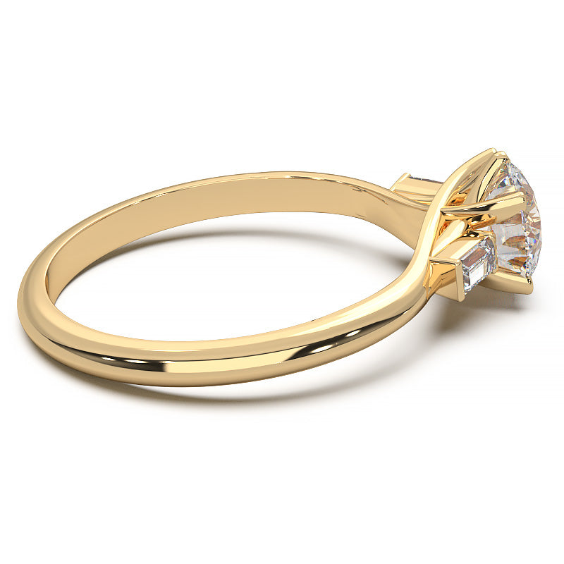 Elegant 1.3 Carat Round Lab Grown Diamond Three Stone Engagement Ring