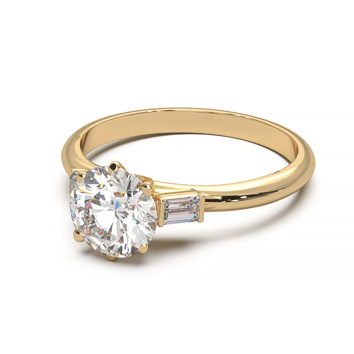 Elegant 1.3 Carat Round Lab Grown Diamond Three Stone Engagement Ring