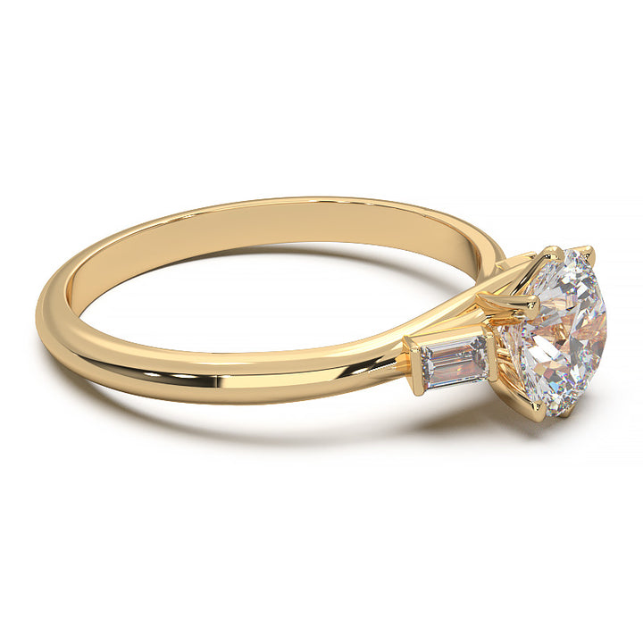 Elegant 1.3 Carat Round Lab Grown Diamond Three Stone Engagement Ring