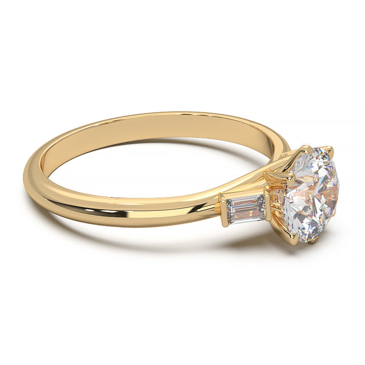 Elegant 1.3 Carat Round Lab Grown Diamond Three Stone Engagement Ring