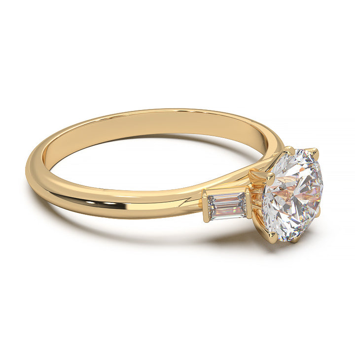 Elegant 1.3 Carat Round Lab Grown Diamond Three Stone Engagement Ring