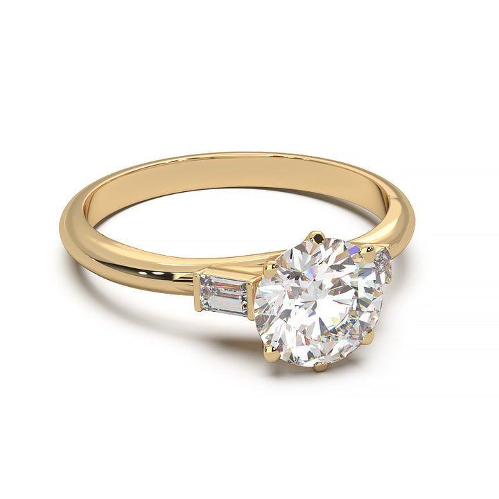 Elegant 1.3 Carat Round Lab Grown Diamond Three Stone Engagement Ring