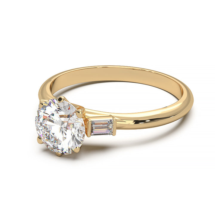 Elegant 1.3 Carat Round Lab Grown Diamond Three Stone Engagement Ring