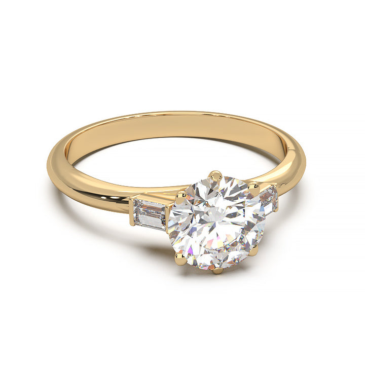 Elegant 1.3 Carat Round Lab Grown Diamond Three Stone Engagement Ring