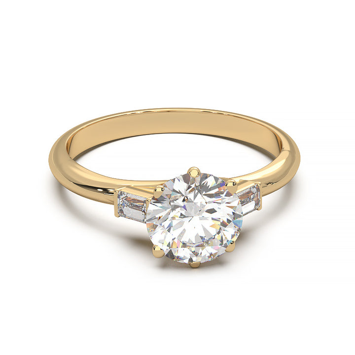 Elegant 1.3 Carat Round Lab Grown Diamond Three Stone Engagement Ring