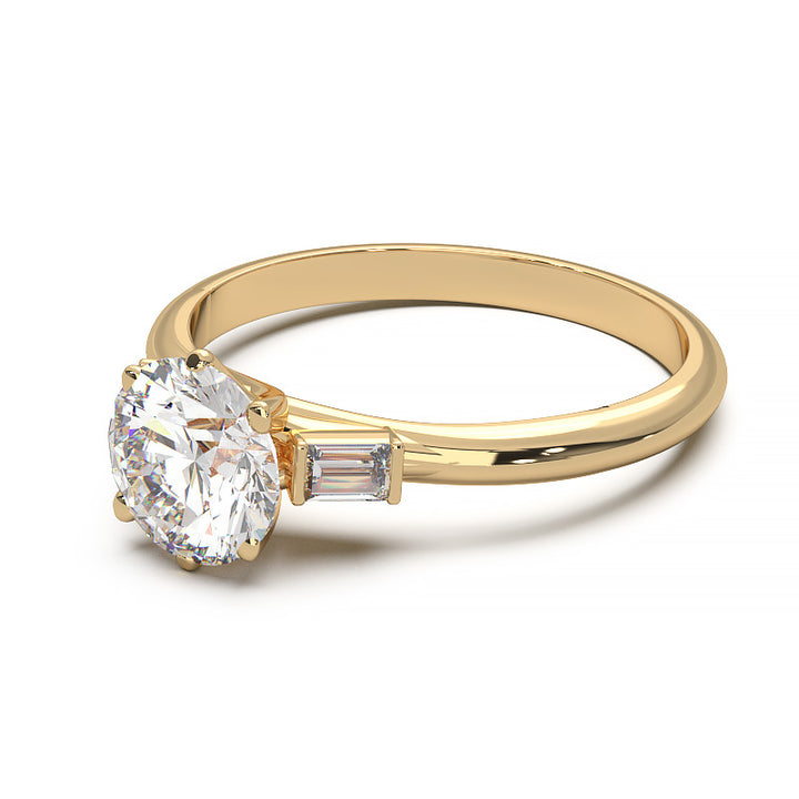 Elegant 1.3 Carat Round Lab Grown Diamond Three Stone Engagement Ring