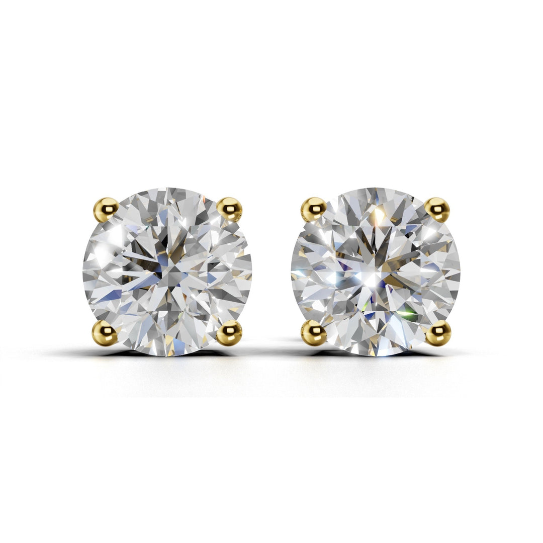 round lab grown diamond stud earrings yellow gold