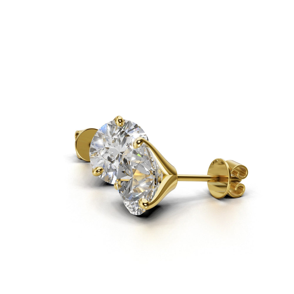 round lab-grown diamond stud earrings yellow gold