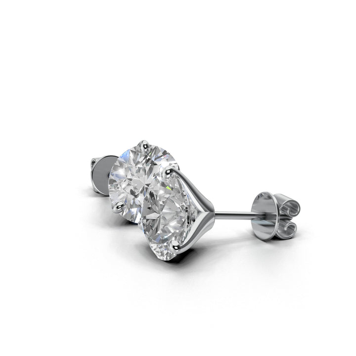 round lab-grown diamond stud earrings in white gold