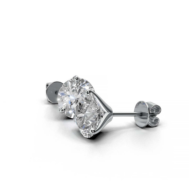 Pair of 4 carat total round lab-grown diamond martini stud earrings with secure backings