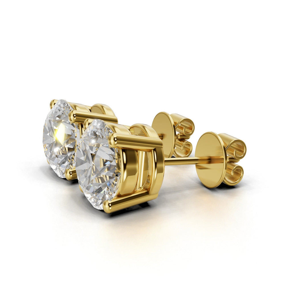 lab-grown round diamond stud earrings yellow gold