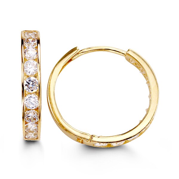 Luxurious 14K Yellow Gold CZ Huggies Earrings | RUDIX JEWELLERY