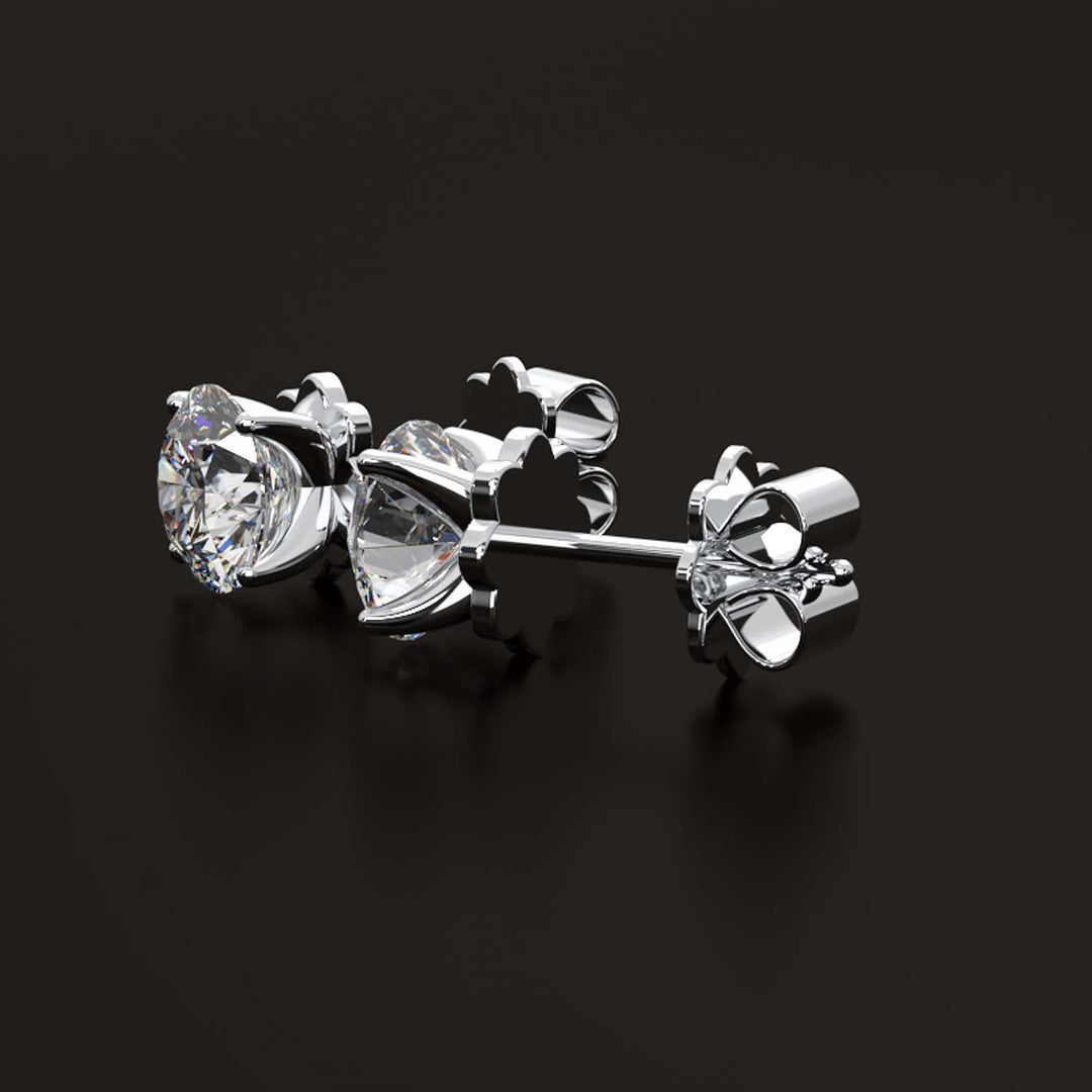 Premium 2 Carat Diamond Stud Earrings in Gold or Platinum