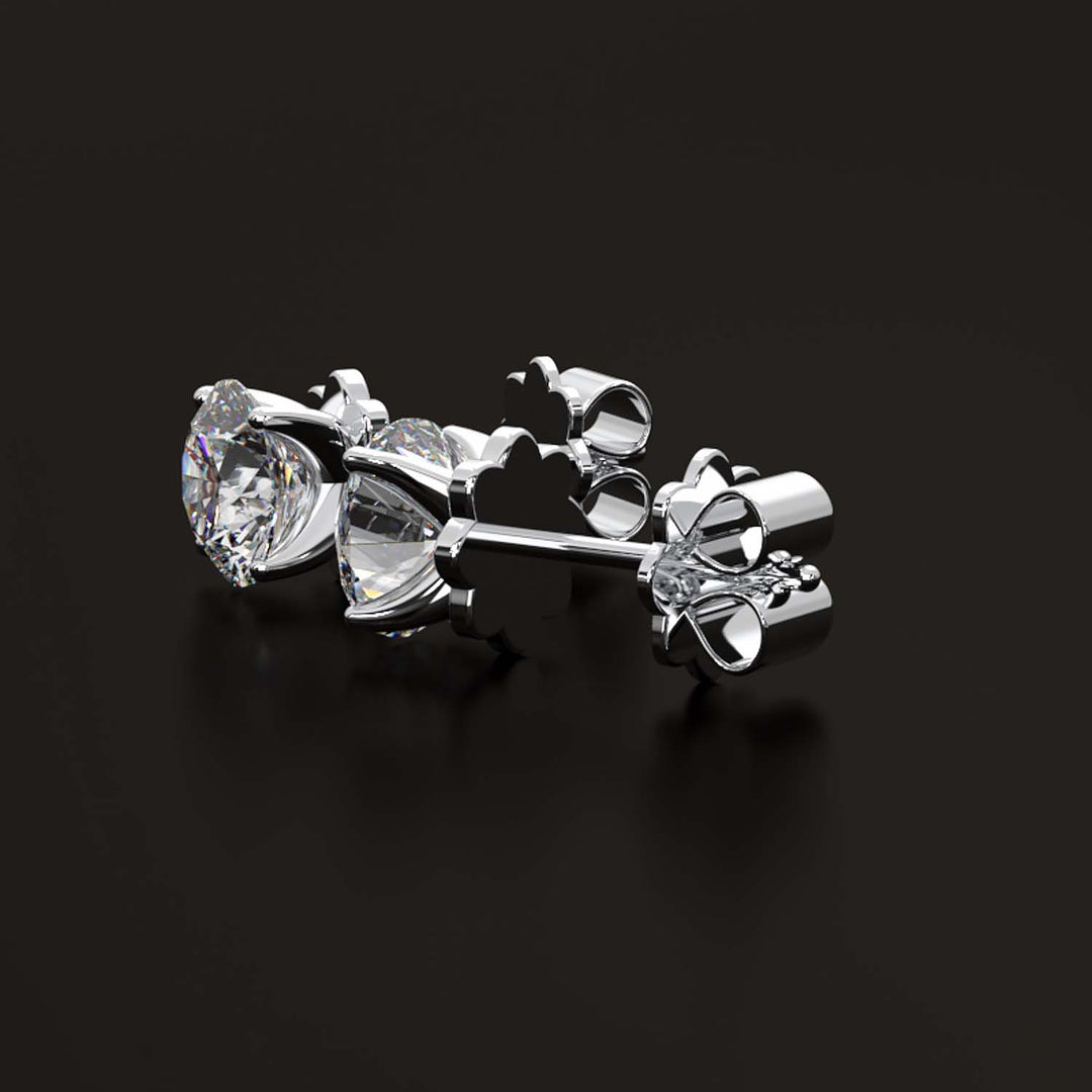 Premium 2 Carat Diamond Stud Earrings in Gold or Platinum