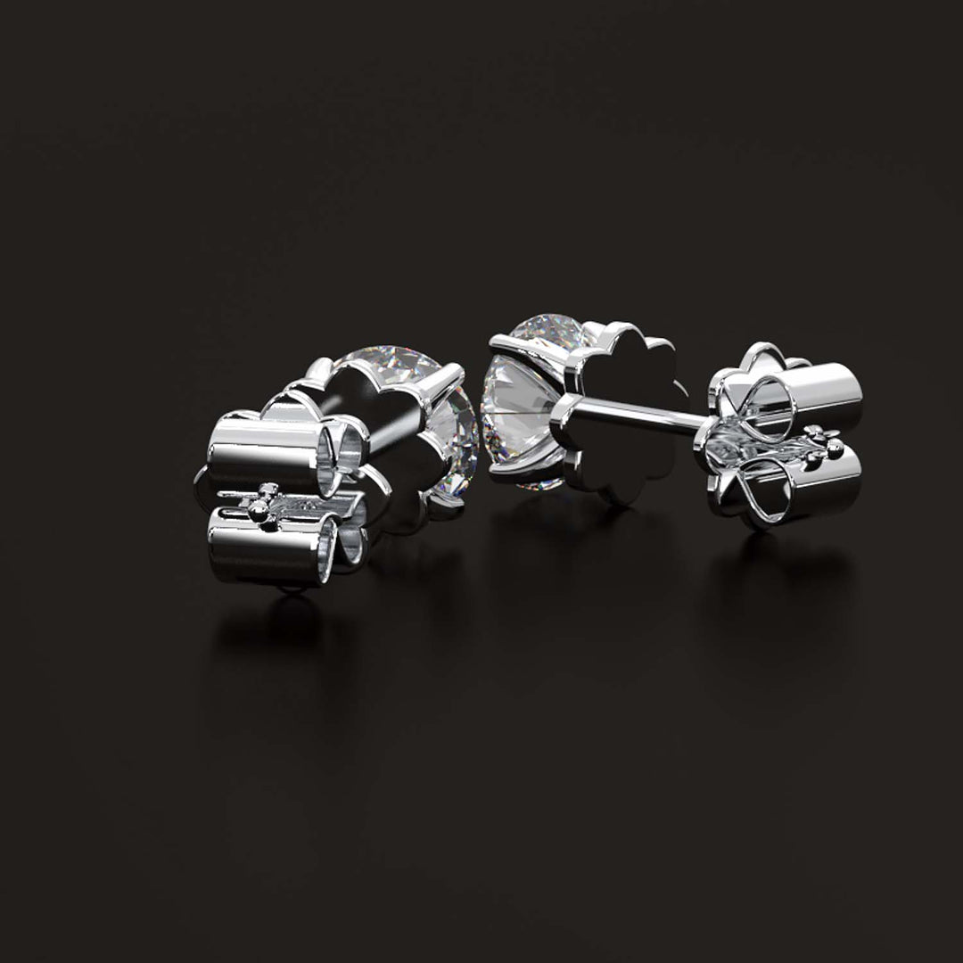 Premium 2 Carat Diamond Stud Earrings in Gold or Platinum