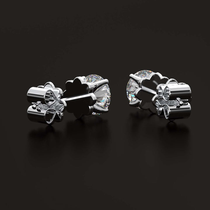 Premium 2 Carat Diamond Stud Earrings in Gold or Platinum