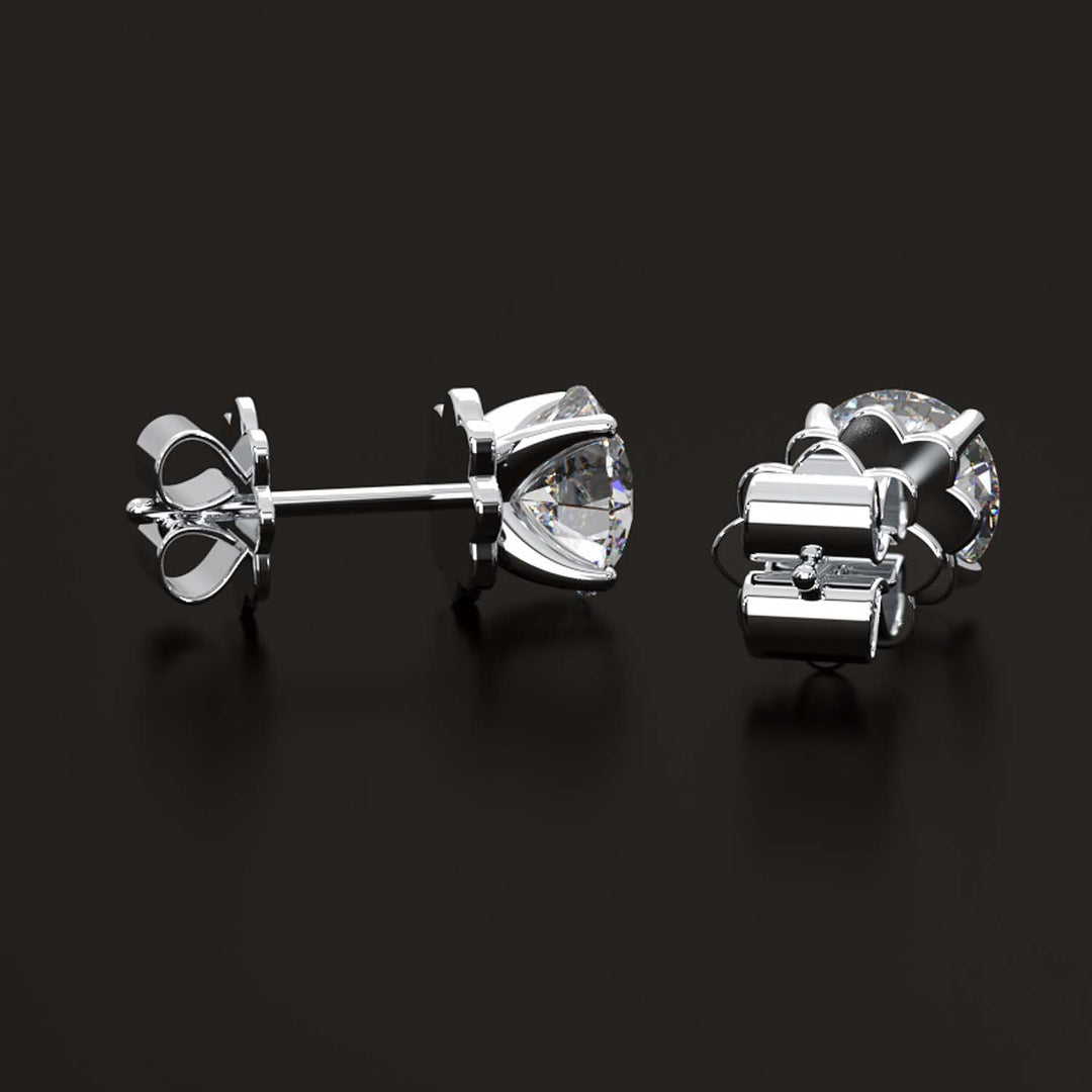 Premium 2 Carat Diamond Stud Earrings in Gold or Platinum