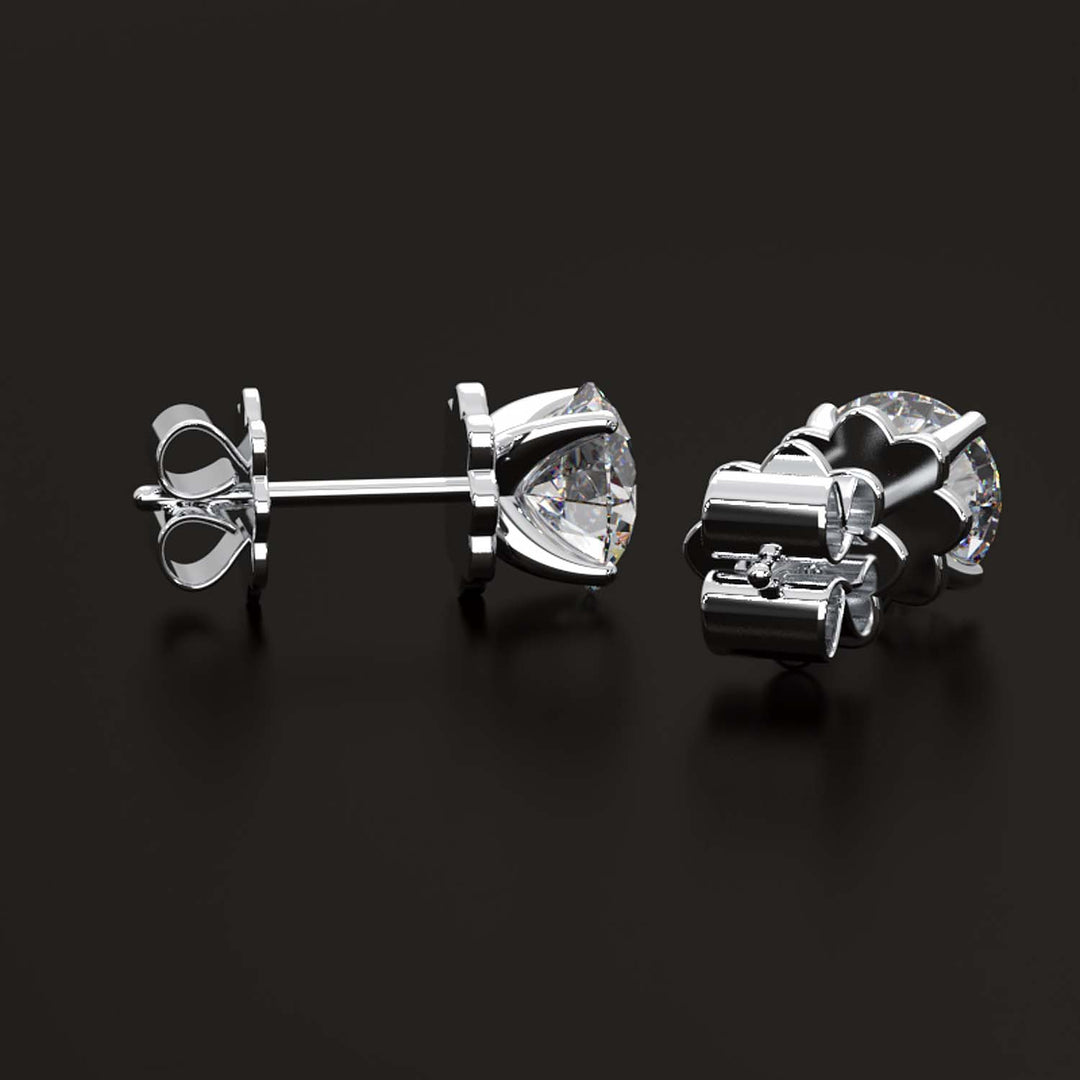 Premium 2 Carat Diamond Stud Earrings in Gold or Platinum