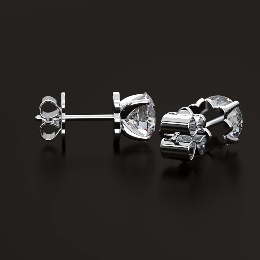 Premium 2 Carat Diamond Stud Earrings in Gold or Platinum