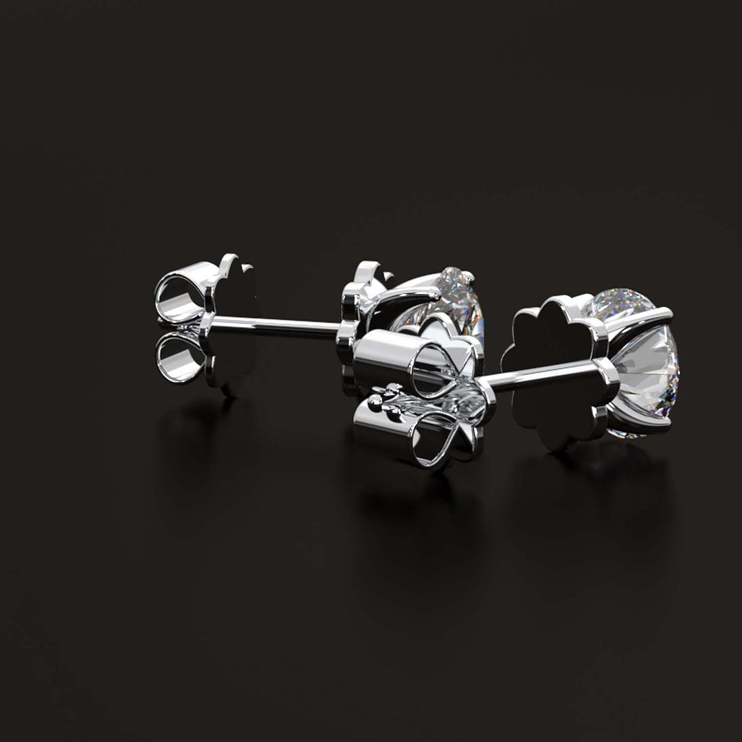 Premium 2 Carat Diamond Stud Earrings in Gold or Platinum