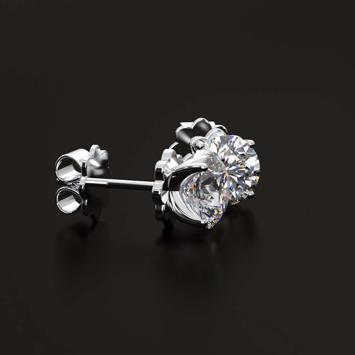 Premium 2 Carat Diamond Stud Earrings in Gold or Platinum