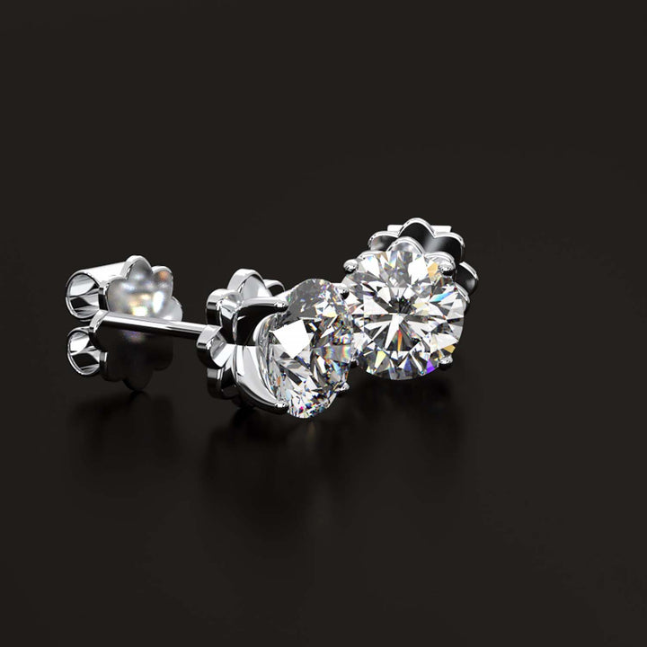 Premium 2 Carat Diamond Stud Earrings in Gold or Platinum