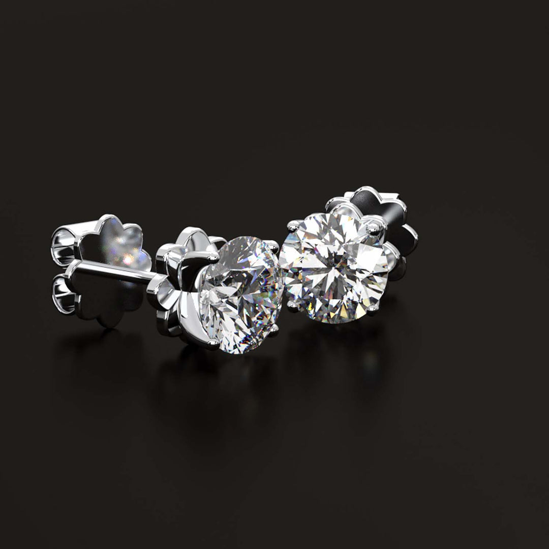 Premium 2 Carat Diamond Stud Earrings in Gold or Platinum