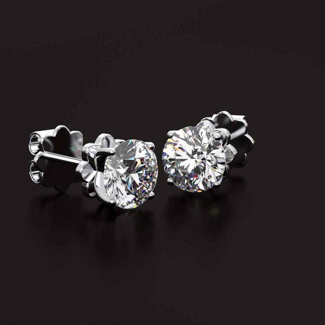 Premium 2 Carat Diamond Stud Earrings in Gold or Platinum