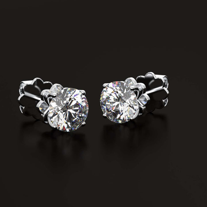 Premium 2 Carat Diamond Stud Earrings in Gold or Platinum