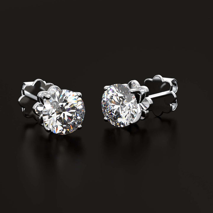 Premium 2 Carat Diamond Stud Earrings in Gold or Platinum