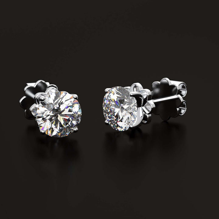 Premium 2 Carat Diamond Stud Earrings in Gold or Platinum