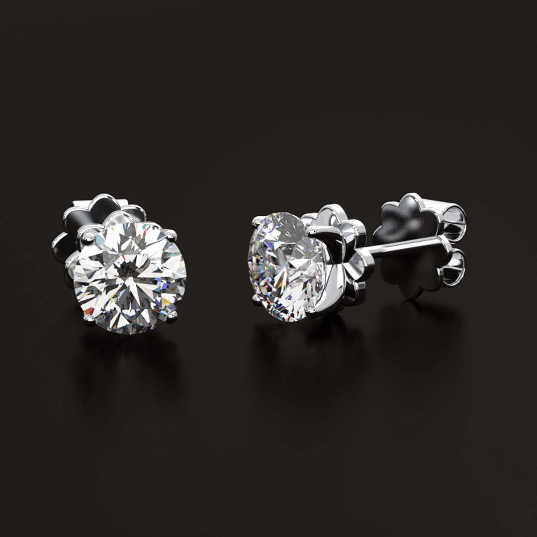 Premium 2 Carat Diamond Stud Earrings in Gold or Platinum