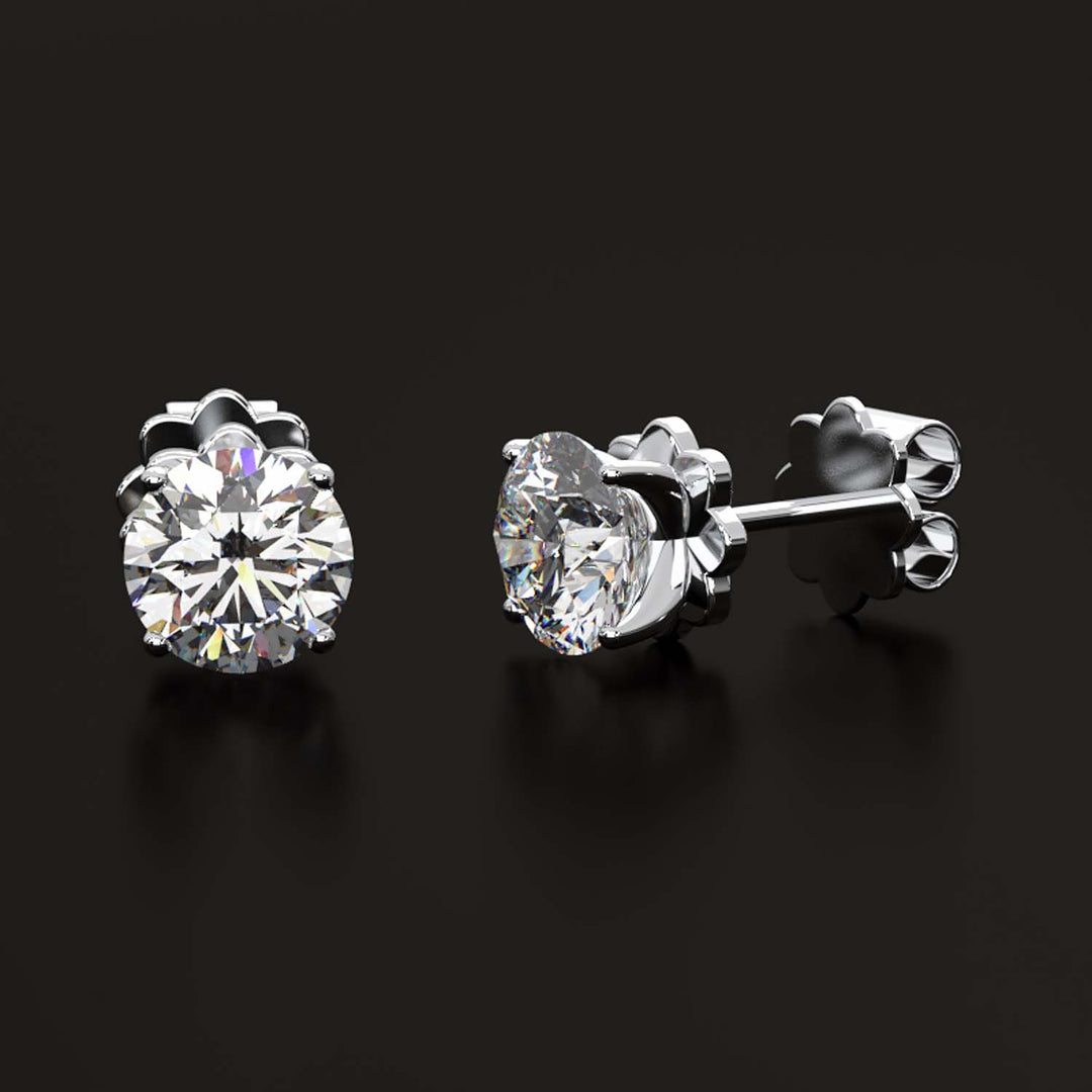 Premium 2 Carat Diamond Stud Earrings in Gold or Platinum