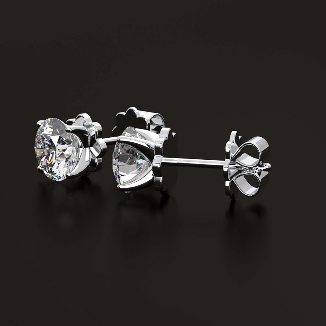 Premium 2 Carat Diamond Stud Earrings in Gold or Platinum