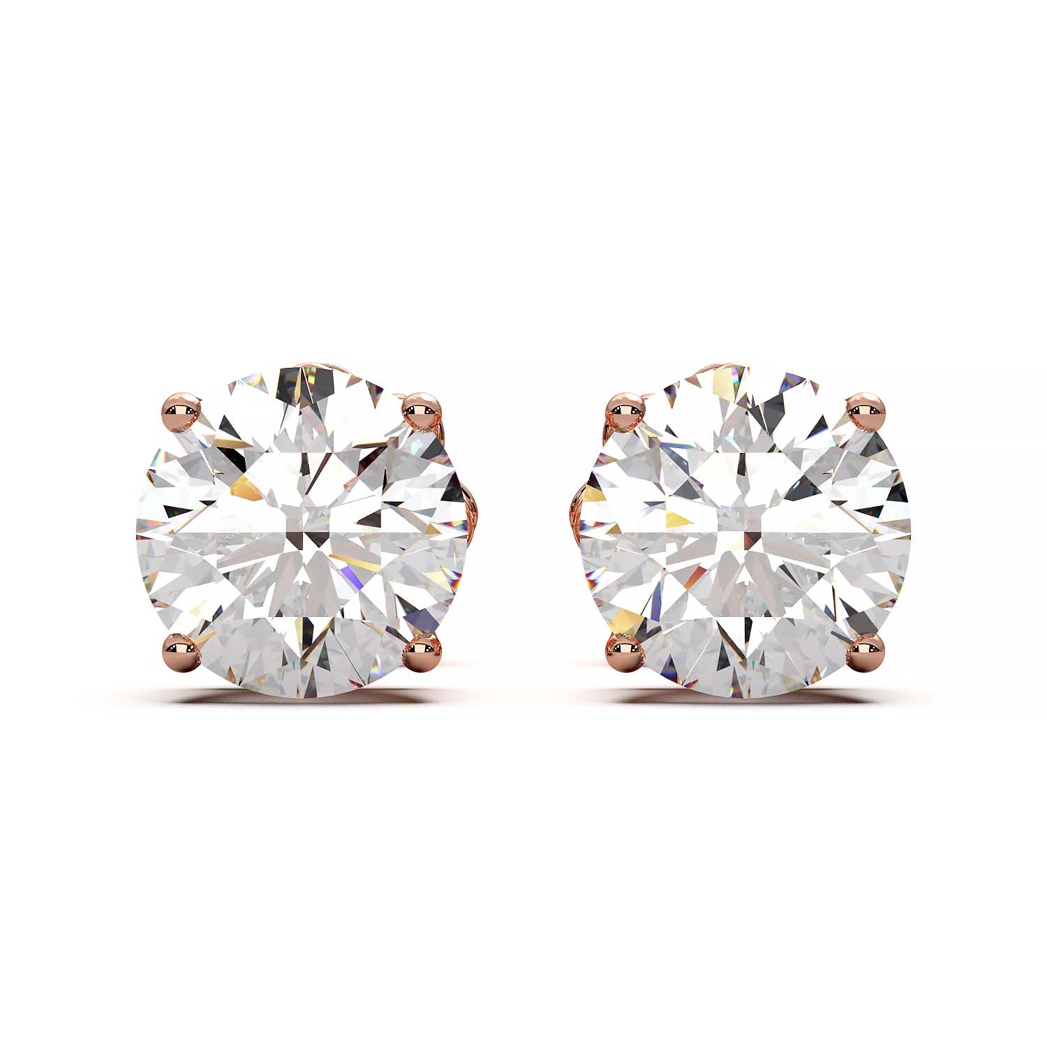 Premium 2 Carat Diamond Stud Earrings in Gold or Platinum