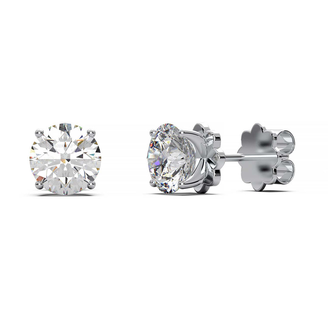 Premium 2 Carat Diamond Stud Earrings in Gold or Platinum