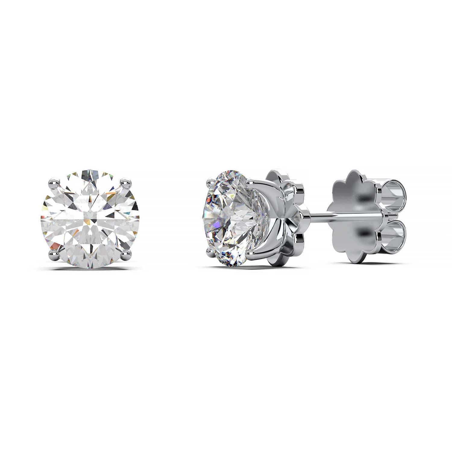 Premium 2 Carat Diamond Stud Earrings in Gold or Platinum