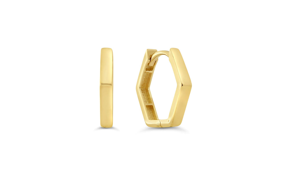 10K Yellow Gold Geometric Huggie Earrings | RUDIX JEWELLERY