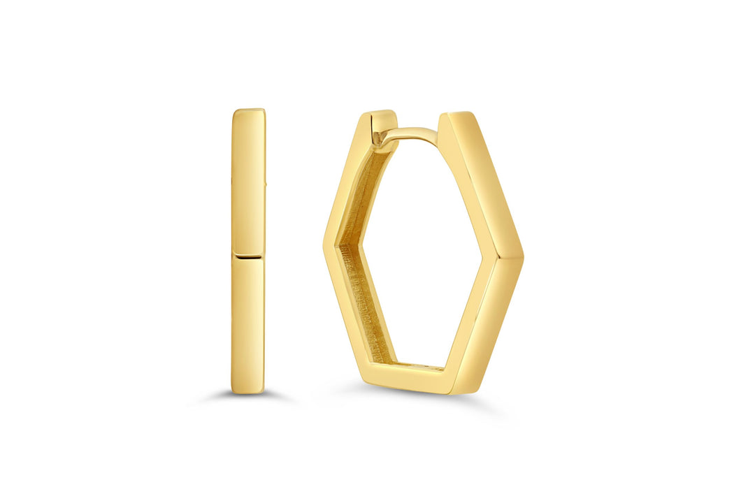 10K Yellow Gold Geometric Huggie Earrings | RUDIX JEWELLERY
