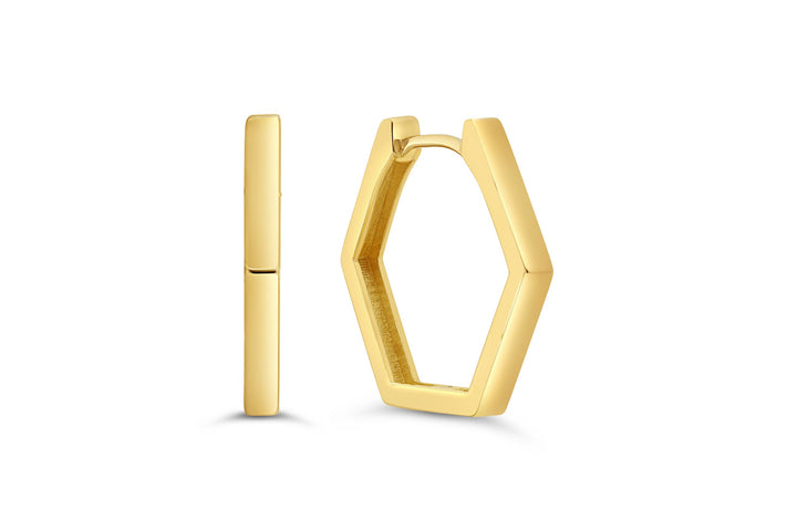 10K Yellow Gold Geometric Huggie Earrings | RUDIX JEWELLERY