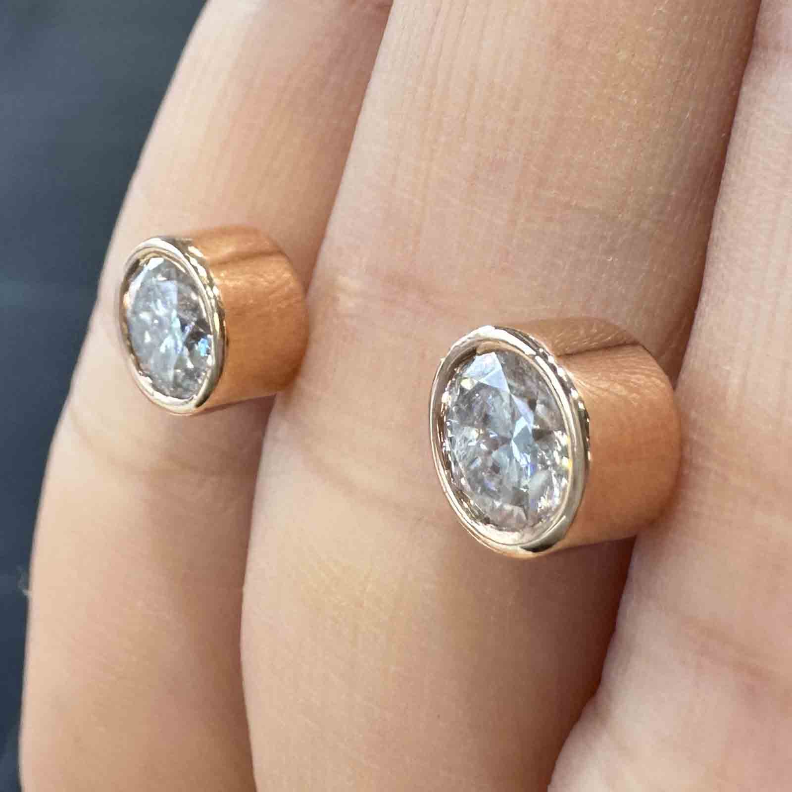 10K rose gold stud earrings with 6mm high-quality moissanite stones and strong butterfly backings, custom-made design.
